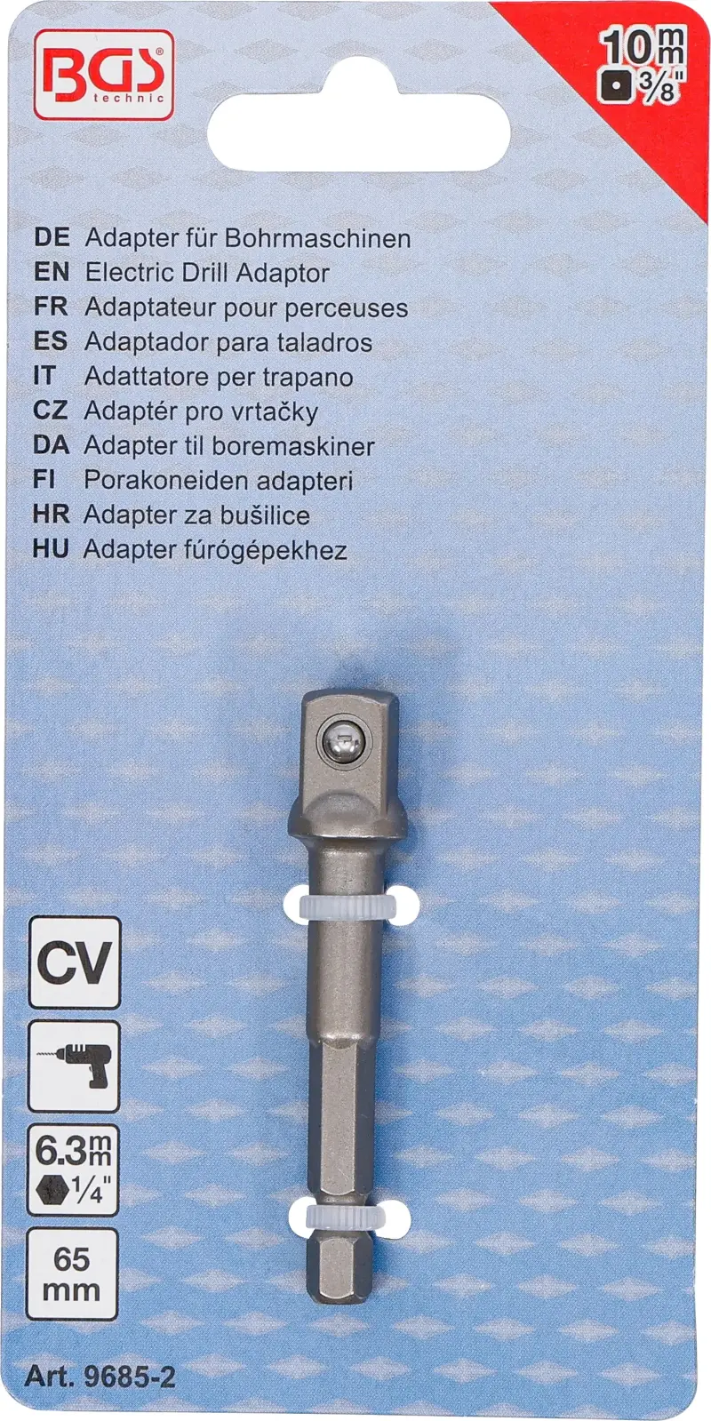 Adaptér šestihran 1/4" na čtyřhran 3/8" BGS109685-2 (BGS109685-2)