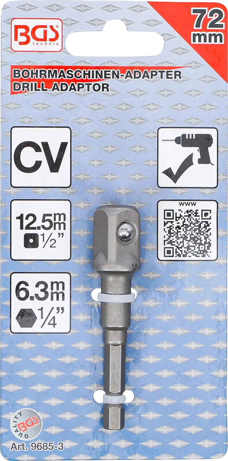 Adaptér šestihran 1/4" na čtyřhran 1/2" BGS109685-3 (BGS109685-3)