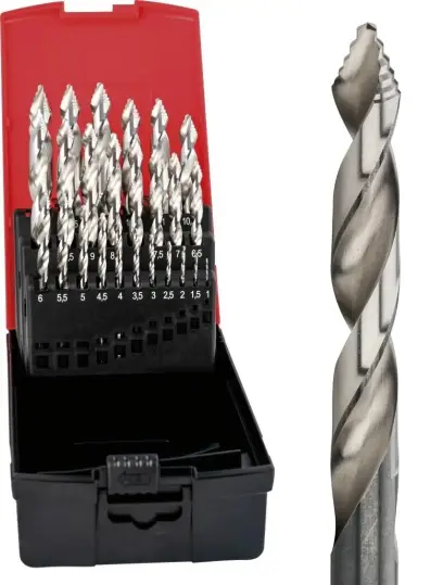 Stupňovité vrtáky HSS pr. 1 ÷ 10 mm s trojhrannou stopkou Format 7411651301 (Sada 19 dílů) (EDE11651301)