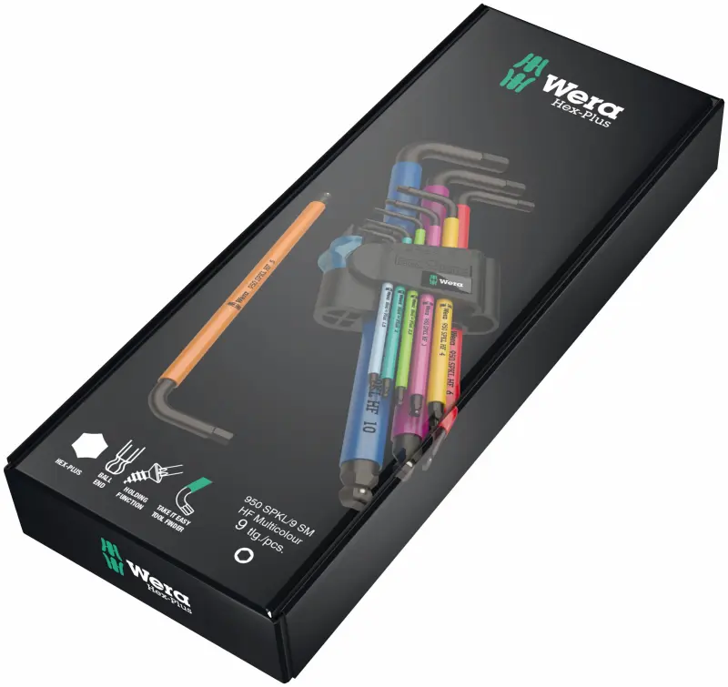 Wera 022210 Zástrčné klíče 1,5 ÷ 10 mm 950/9 Hex-Plus Multicolour HF 1, BlackLaser, přidržovací - 9 dílů (W05022210001)