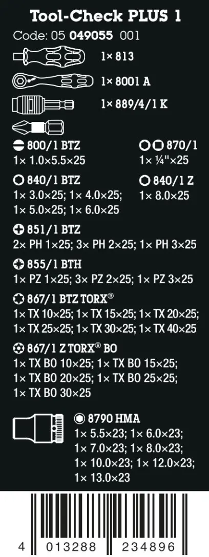 Wera 049055 Šroubovací bity, hlavice a ráčna Zyklop 1/4" Tool-Check Plus 1 (Sada 39 dílů) (W05049055001)