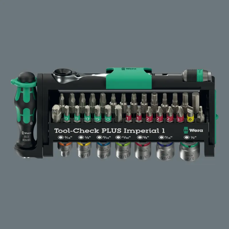 Wera 049060 Šroubovací bity, hlavice a ráčna Zyklop 1/4" Tool-Check Plus Imperial 1 - palcové (Sada 39 dílů) (W05049060001)
