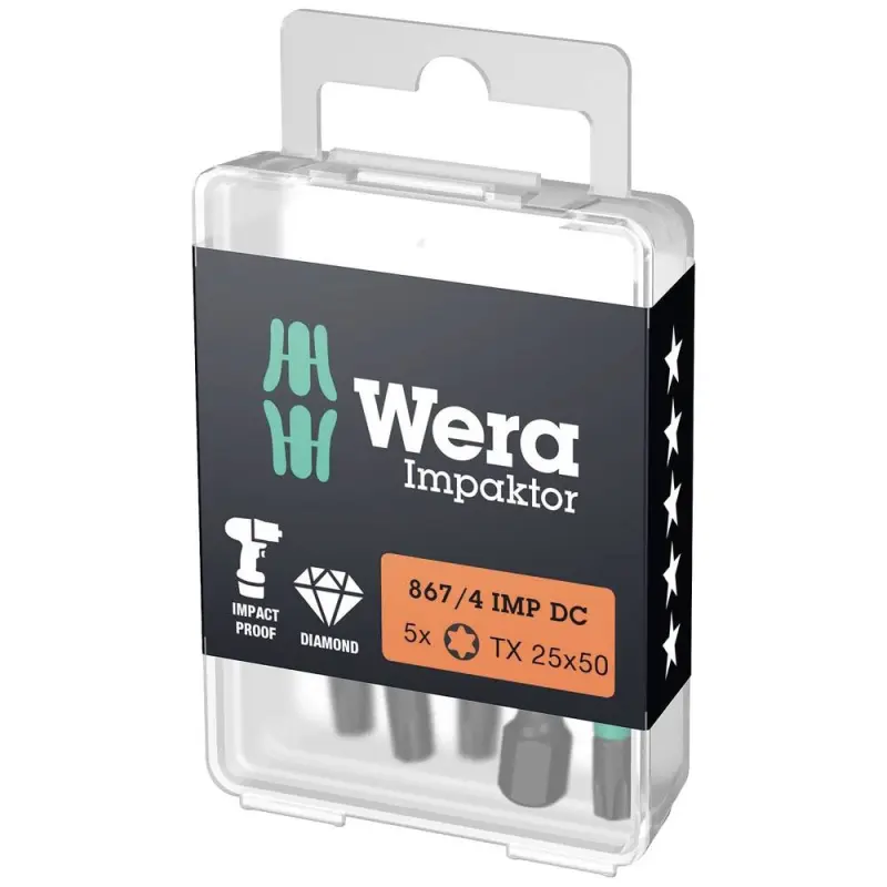 Wera 057665 Bit 1/4" Torx TX 25x50 typ 867/4 IMP DC Impaktor, sada 5 ks (W05057665001)