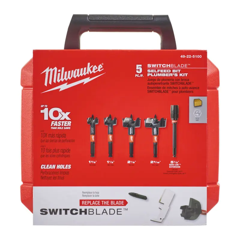 Samořezné vrtáky do dřeva - sukovníky pr. 35 ÷ 65 mm Milwaukee SWITCHBLADE™ (Sada 5 ks) (MI49225100)