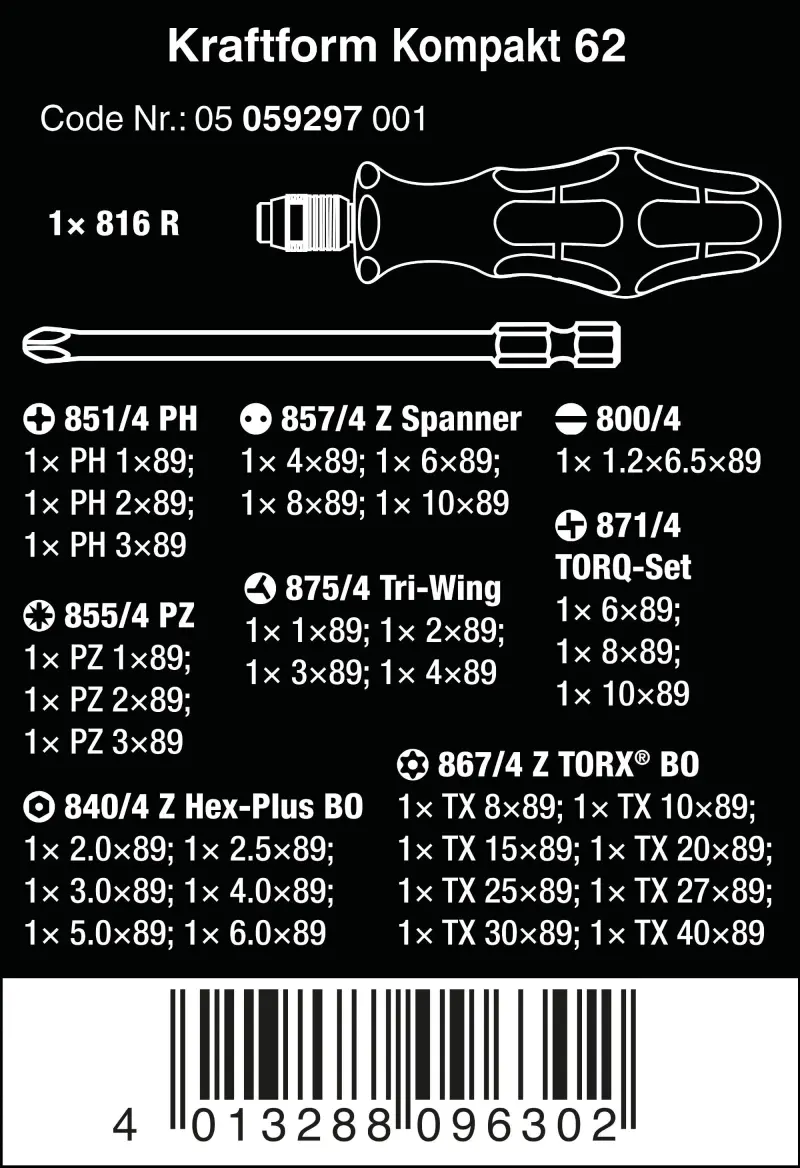 Wera 059297 Šroubováky Kraftform Kompakt 62 - sada 33 ks (W05059297001)