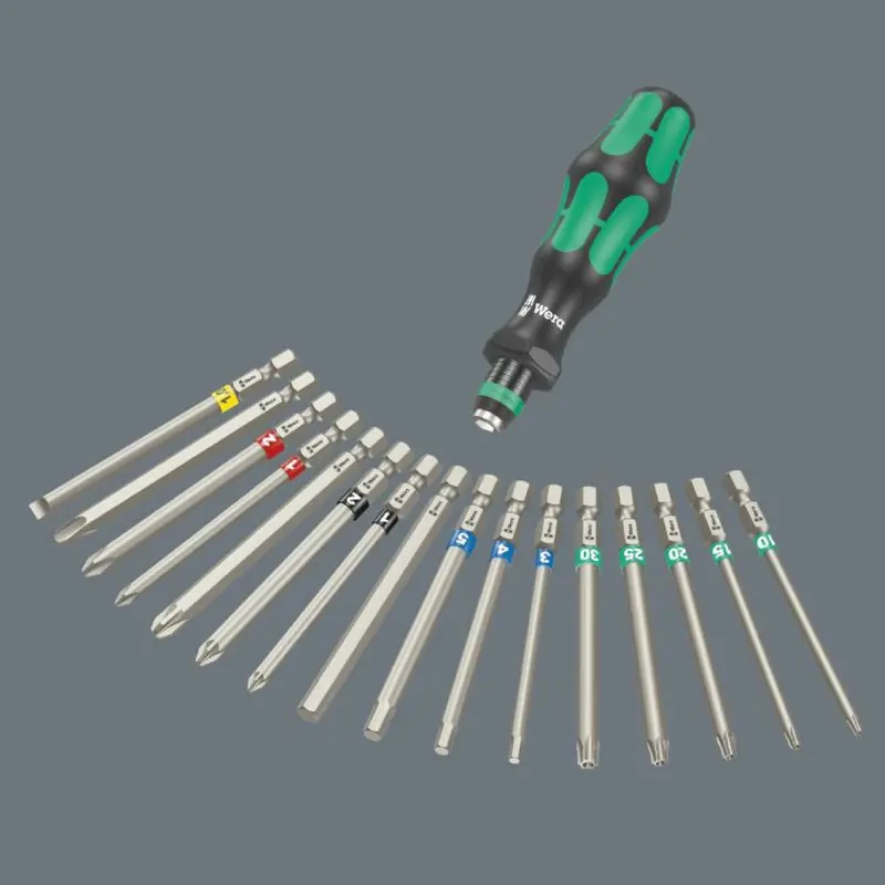 Wera 059303 Držák 816 R s rychlovýměnnou hlavou a bity 89 mm Kraftform Kompakt 60 Tool Finder (Sada 17 dílů) (W05059303001)