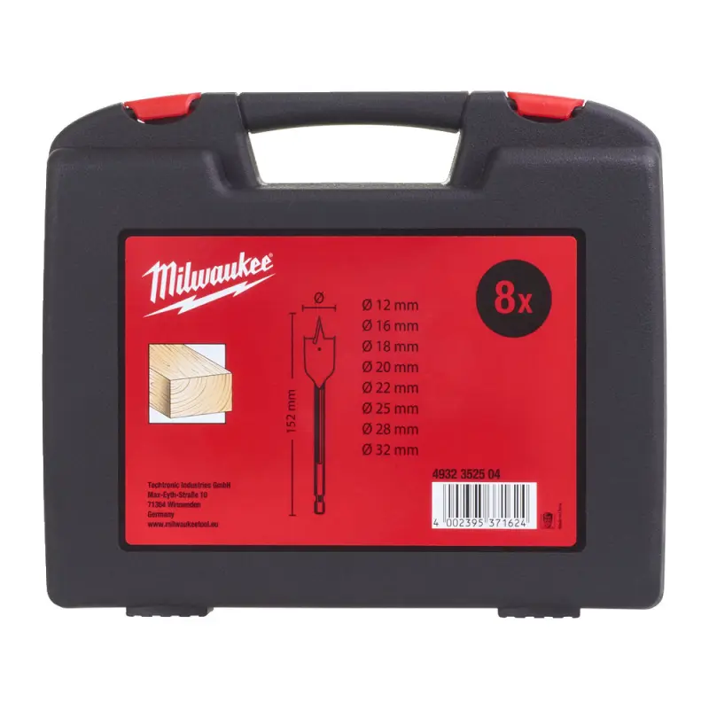 Vrtáky do dřeva Milwaukee 4932352504 pr. 12 ÷ 32 mm ploché, hex 1/4" - 8 ks (MI4932352504)