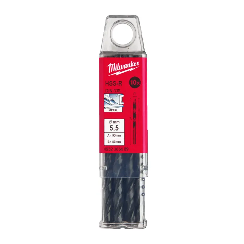 Vrtáky do kovu HSS Milwaukee 4932363489 pr. 5,5 mm, válcované, DIN 338 -10 ks (MI4932363489)