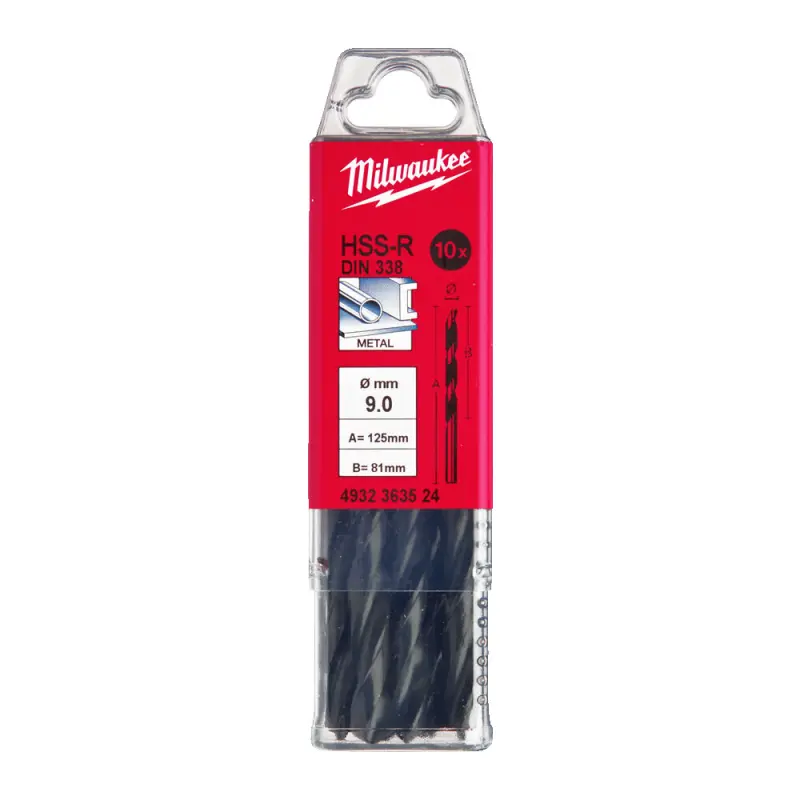 Vrtáky do kovu HSS Milwaukee 4932363524 pr. 9,0 mm, válcované, DIN 338 -10 ks (MI4932363524)
