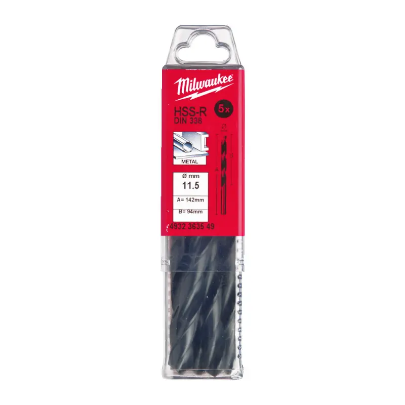 Vrtáky do kovu HSS Milwaukee 4932363549 pr. 11,5 mm, válcované, DIN 338 -10 ks (MI4932363549)
