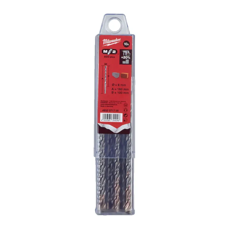 Dvoubřité vrtáky Milwaukee 4932371705 M2 pr. 6 x 160 mm, SDS-Plus - 10 ks (MI4932371705)