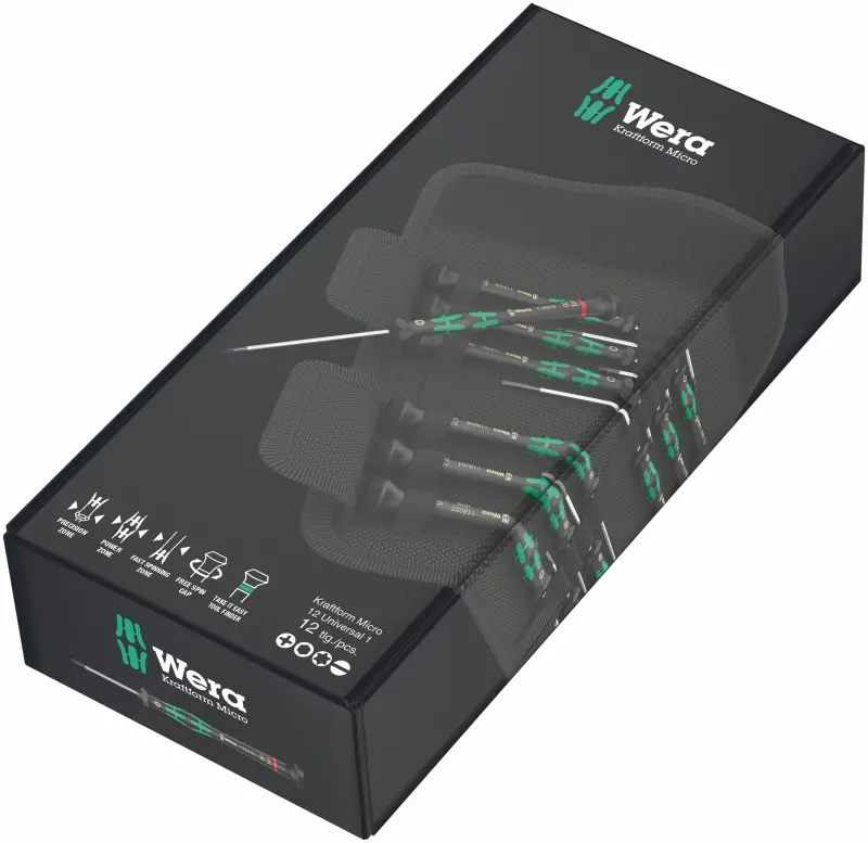 Wera 073675 Šroubováky pro elektroniku Kraftform Micro 12 Universal 1 (Sada 12 dílů) (W05073675001)