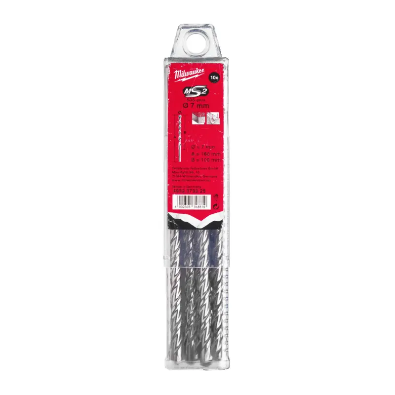 Dvoubřité vrtáky Milwaukee 4932373225 M2 pr. 7 x 160 mm, SDS-Plus - 10 ks (MI4932373225)