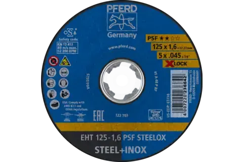 Řezné kotouče Pferd EHT 125-1,6 PSF STEELOX/X-LOCK, rovné, Universal Line PSF STEELOX - 25 ks