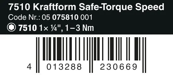 Wera 075810 Momentový šroubovák Kraftform Safe-Torque Speed. Typ 7510 (1 ÷ 3 Nm) (W05075810001)