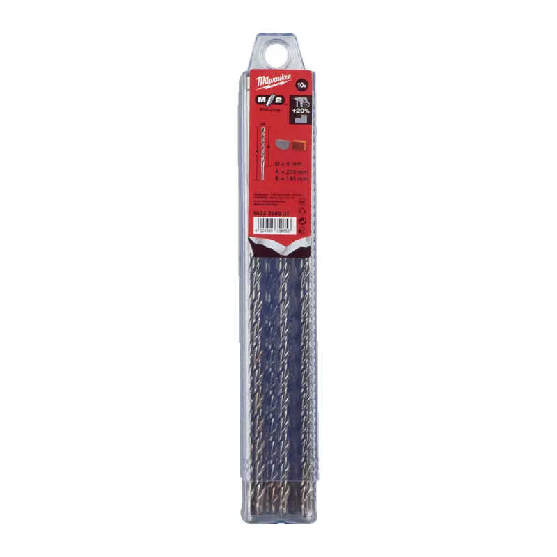 Dvoubřité vrtáky Milwaukee 4932399337 M2 pr. 6 x 210 mm, SDS-Plus - 10 ks (MI4932399337)