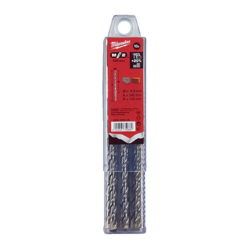 Dvoubřité vrtáky Milwaukee 4932399338 M2 pr. 6,5 x 160 mm, SDS-Plus - 10 ks (MI4932399338)