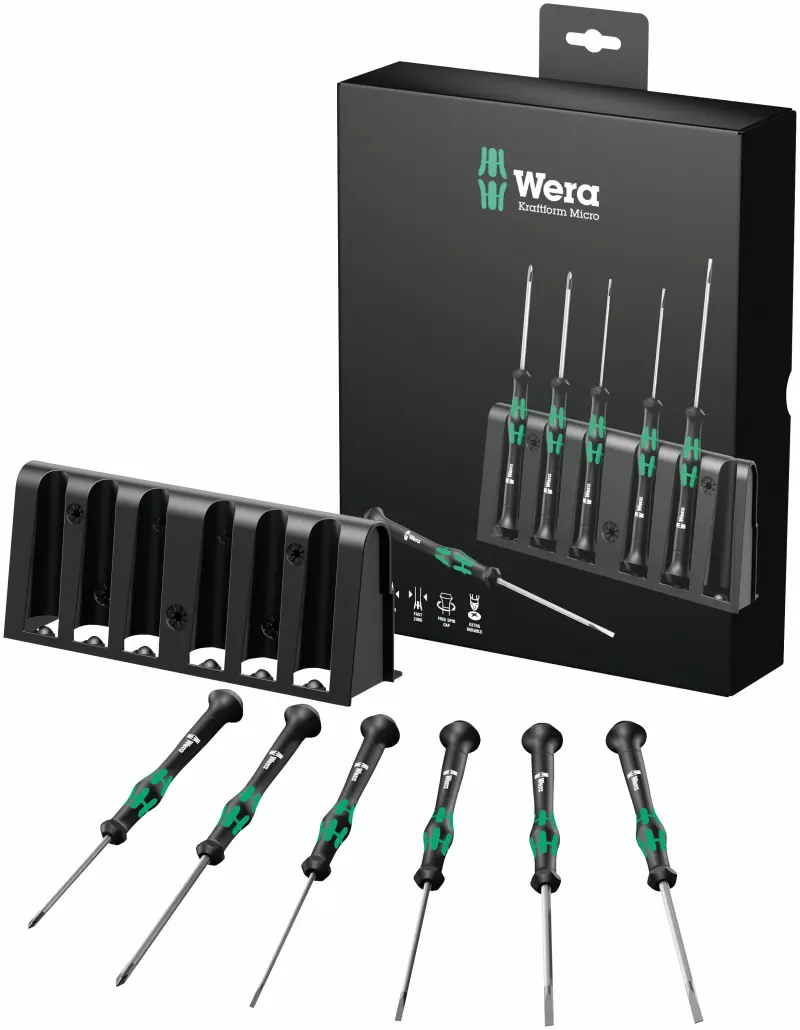 Wera 118152 Šroubováky Kraftform Micro 2035/6 B pro elektroniku (Sada 6 ks a stojánek) (W05118152001)