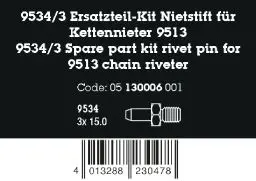 Wera 130006 Sada náhradních dílů, nýtová jehla typ 9534/3 pro nýtovač řetězu 9513, 3 dílná (W05130006001)