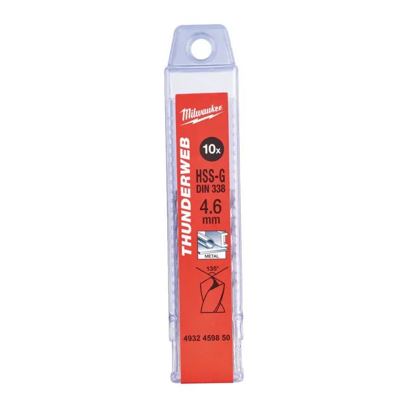 Vrtáky do kovu HSS Milwaukee 4932459850 Thunderweb pr. 4,6 x 80 mm DIN 338 - 10 ks (MI4932459850)