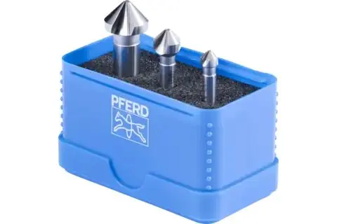 Kuželové a odjehlovací záhlubníky 90° pr. 6,3 ÷ 16,5 mm Pferd SET KES HSSE DIN 335 C90° 3TLG (Sada 3 ks) (PF4007220168714)