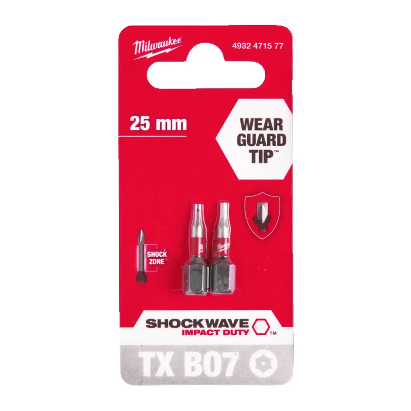 Šroubovací bity 1/4" Milwaukee 4932471577 Shockwave Impact Duty TX 7 BO - 2 ks (MI4932471577)