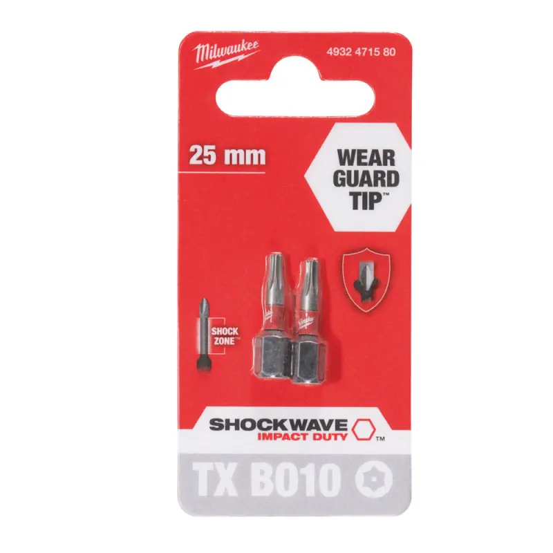 Šroubovací bity 1/4" Milwaukee 4932471580 Shockwave Impact Duty TX 10 BO - 2 ks (MI4932471580)