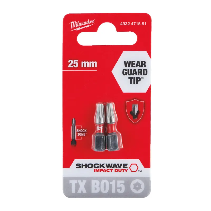 Šroubovací bity 1/4" Milwaukee 4932471581 Shockwave Impact Duty TX 15 BO - 2 ks (MI4932471581)
