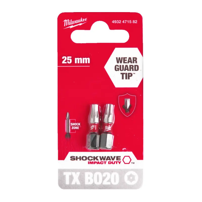 Šroubovací bity 1/4" Milwaukee 4932471582 Shockwave Impact Duty TX 20 BO - 2 ks (MI4932471582)