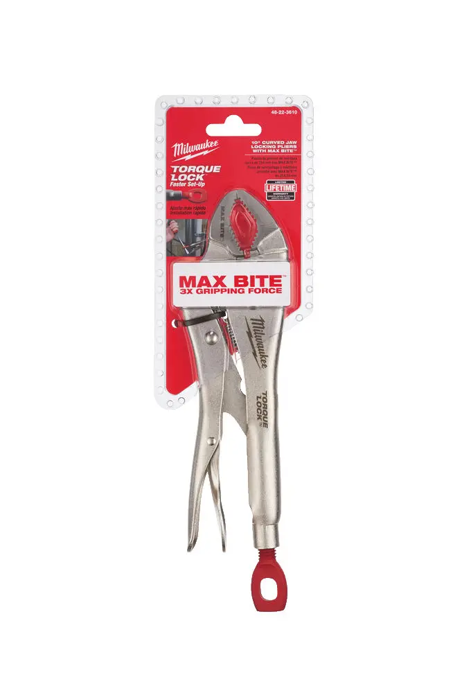 Samosvorné kleště MILWAUKEE 10" MAXBITE™ TORQUE LOCK™ se zakřivenými čelistmi (MI4932471729)