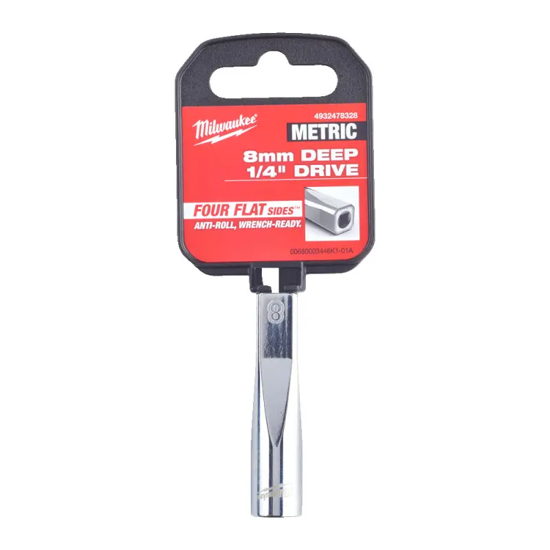 Hlavice FOUR FLAT™ 1/4" 8 mm Milwaukee 4932478328, prodloužená (MI4932478328)