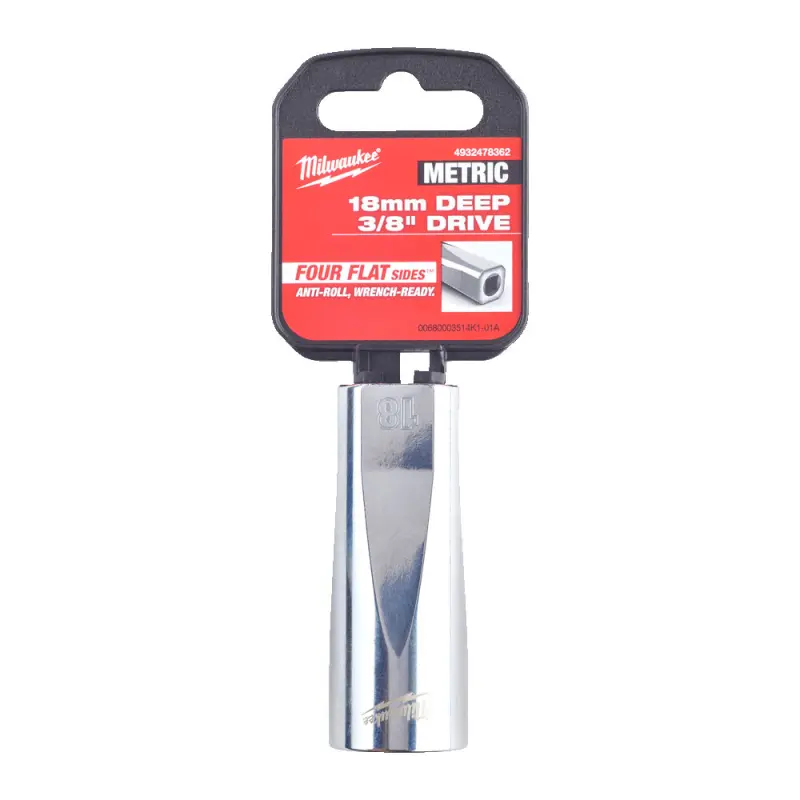 Hlavice FOUR FLAT™ 3/8" 18 mm Milwaukee 4932478362, prodloužená (MI4932478362)