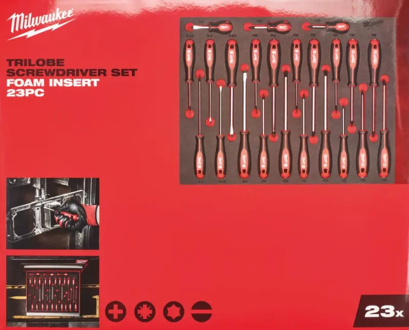 158256-mi4932479830-3-sroubovaky-milwaukee-tri-lobe-v-penove-podlozce-ph-pz-sl-a-torx-sada-23-dilu