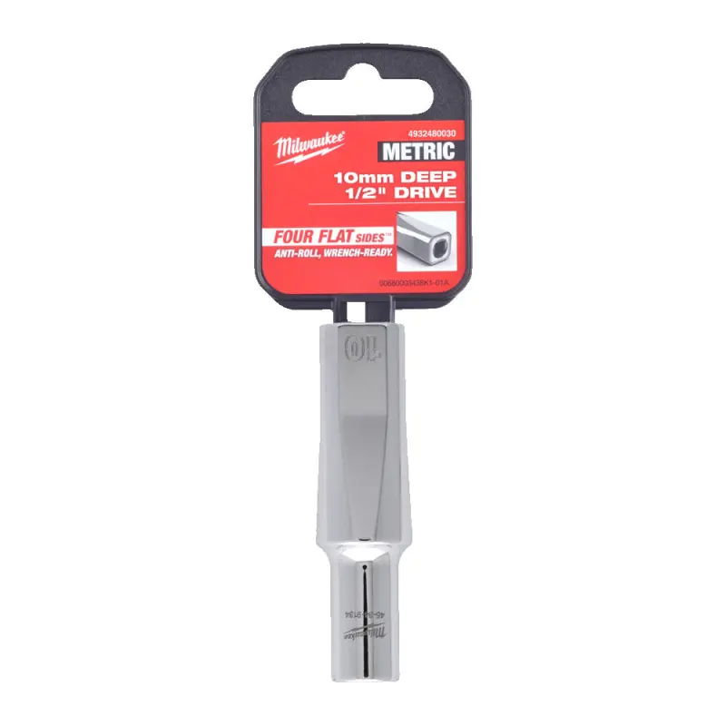 Nástrčná hlavice FOUR FLAT™ 1/2" 10 mm Milwaukee 4932480030, prodloužená (MI4932480030)