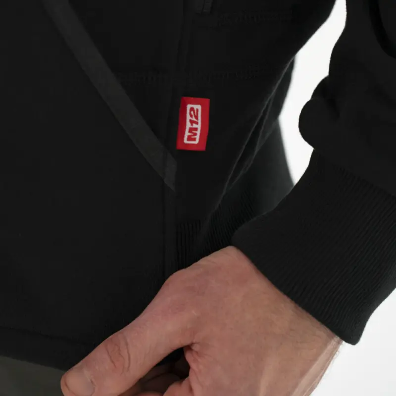 Aku vyhřívaná mikina s kapucí Milwaukee M12 HHBL4-0 (M) černá, bez Aku, 4932480062 (MI4932480062)