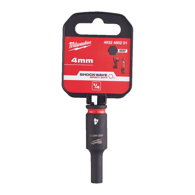 Průmyslová hlavice Shockwave 1/4" 4 mm Milwaukee 4932480251, dlouhá (MI4932480251)