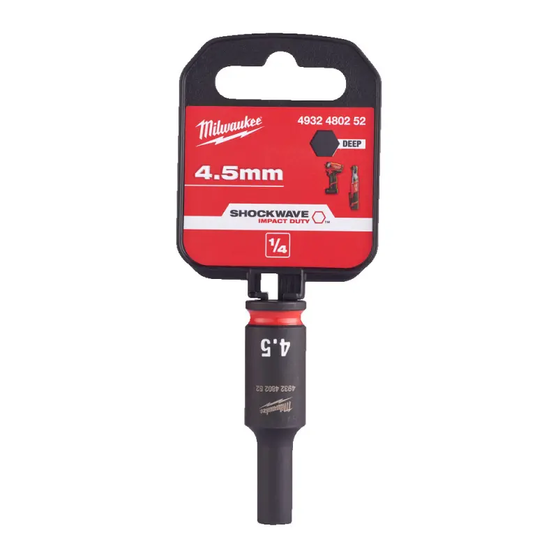 Průmyslová hlavice Shockwave 1/4" 4,5 mm Milwaukee 4932480252, dlouhá (MI4932480252)