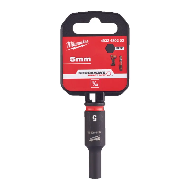 Průmyslová hlavice Shockwave 1/4" 5 mm Milwaukee 4932480253, dlouhá (MI4932480253)