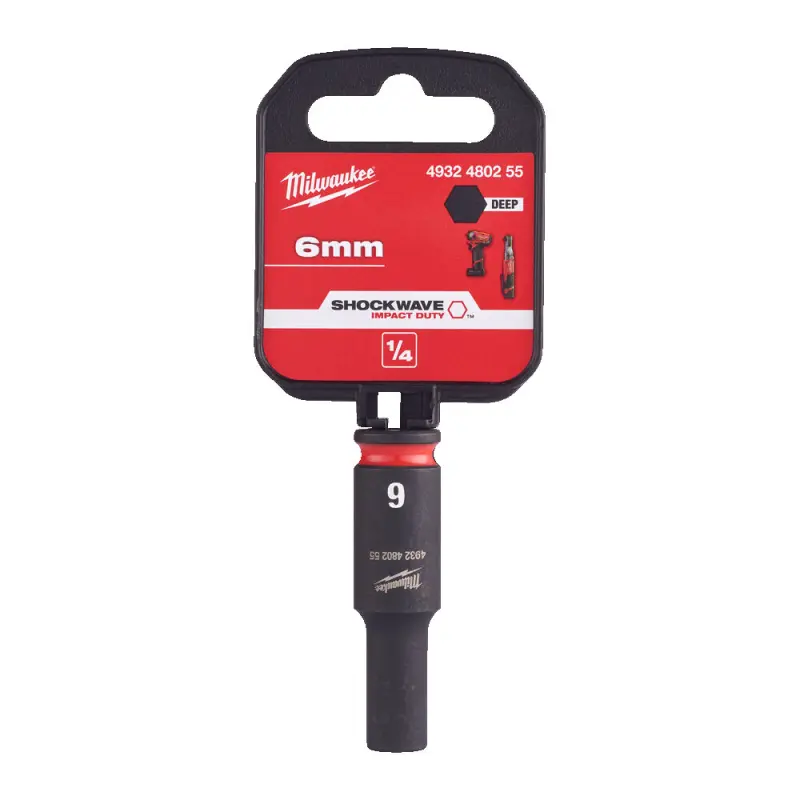 Průmyslová hlavice Shockwave 1/4" 6 mm Milwaukee, dlouhá (MI4932480255)