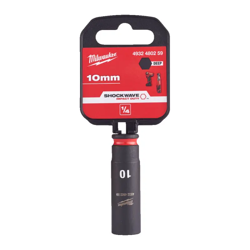Průmyslová hlavice Shockwave 1/4" 10 mm Milwaukee 4932480259, dlouhá (MI4932480259)