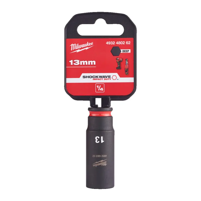 Průmyslová hlavice Shockwave 1/4" 13 mm Milwaukee 4932480262, dlouhá (MI4932480262)