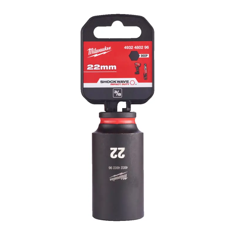 Průmyslová hlavice Shockwave Impact Duty 3/8" 22 mm Milwaukee 4932480296, prodloužená (MI4932480296)