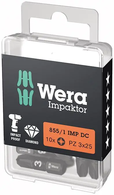 Bit Impaktor 1/4" DIN 312 6 C6,3 PZ3 x 25 mm balení 10 ks Wera