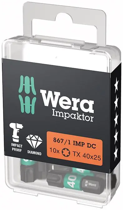 Bit Impaktor 1/4" DIN 312 6 C6,3 T40 x 25 mm balení 10 ks Wera