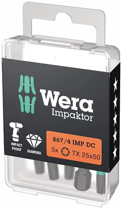 Bit Impaktor 1/4" DIN 312 6 E6,3 T25 x 50 mm balení 5 ks Wera