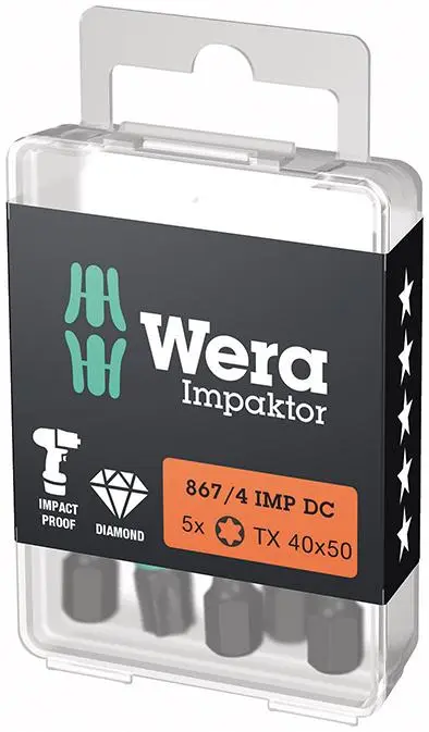 Bit Impaktor 1/4" DIN 312 6 E6,3 T40 x 50 mm balení 5 ks Wera