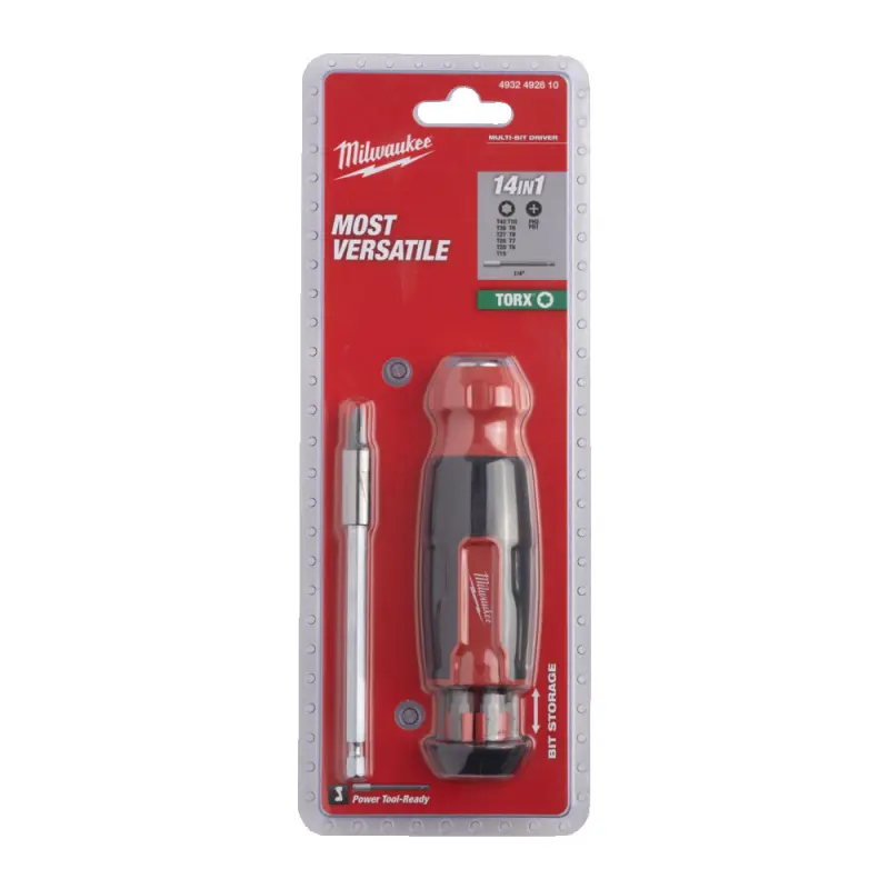 Šroubovák s úložištěm bitů Milwaukee, Multi-bit 14v1 TORX a PH - Sada 14 dílů (MI4932492810)