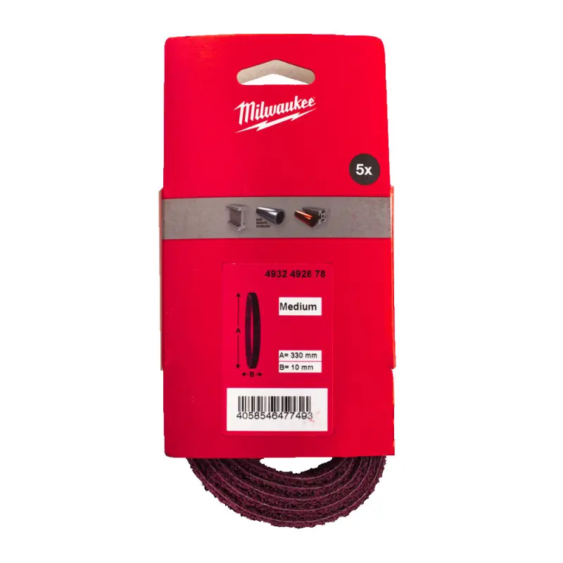 Netkané brusné pásy na kov Milwaukee NW 10 x 330 mm - středně hrubé - 5 ks 4932492878 (MI4932492878)