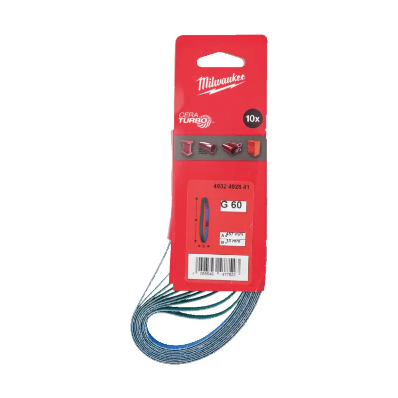 Brusné pásy na kov Milwaukee 13 x 457 mm, zrnitost P60 - 10 ks 4932492881 (MI4932492881)