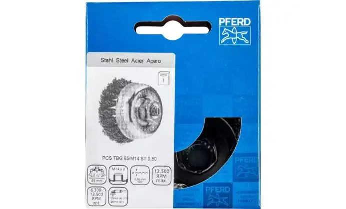 Hrncový kartáč Pferd POS TBG 65/M14 ST 0,50 - splétaný se závitem (PF4007220579121)
